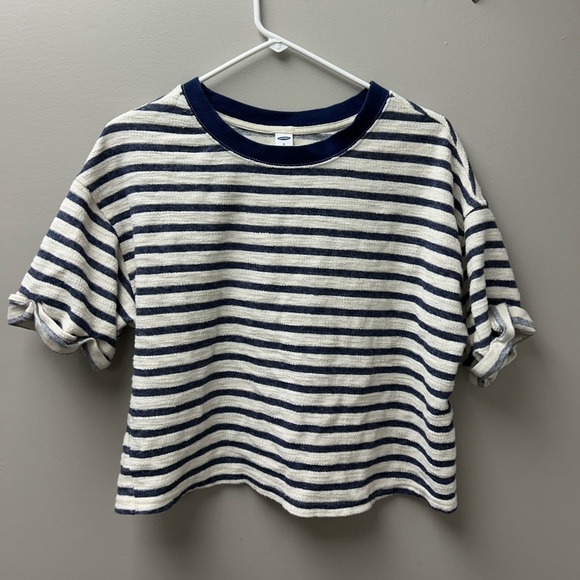 Old Navy Blue & White Striped Crop Top - Picture 1 of 5